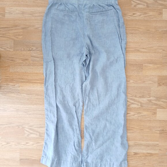 Athleta 100% Linen Wide Leg Retreat Pants Blue Size 12 - Picture 4 of 6